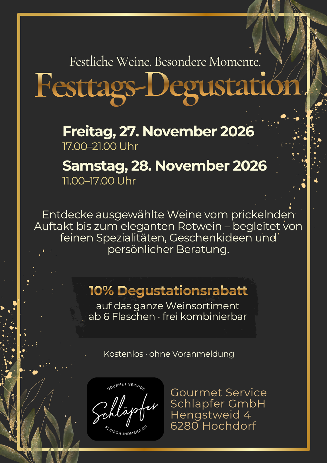 Festtags-Degustation (FR, 27.11. & SA, 28.11.2026)