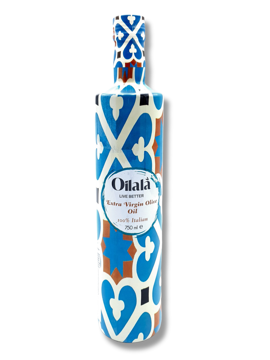Flasche Olivenöl Extra Vergine „Maioliche“ von Oilalà – 100 % italienisch, dekoratives Design im Majolika-Stil