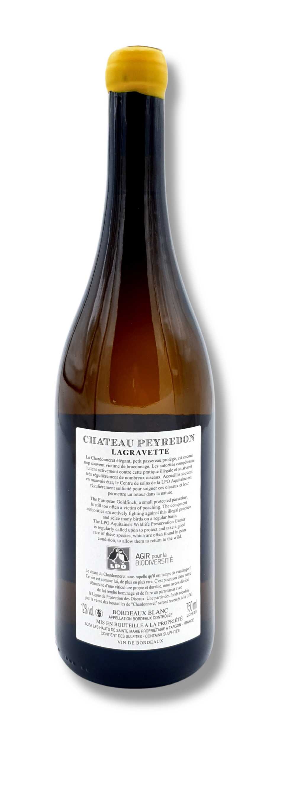 Bordeaux Blanc Chardonneret vom Château Peyredon Lagravette online kaufen. Rueckseite
