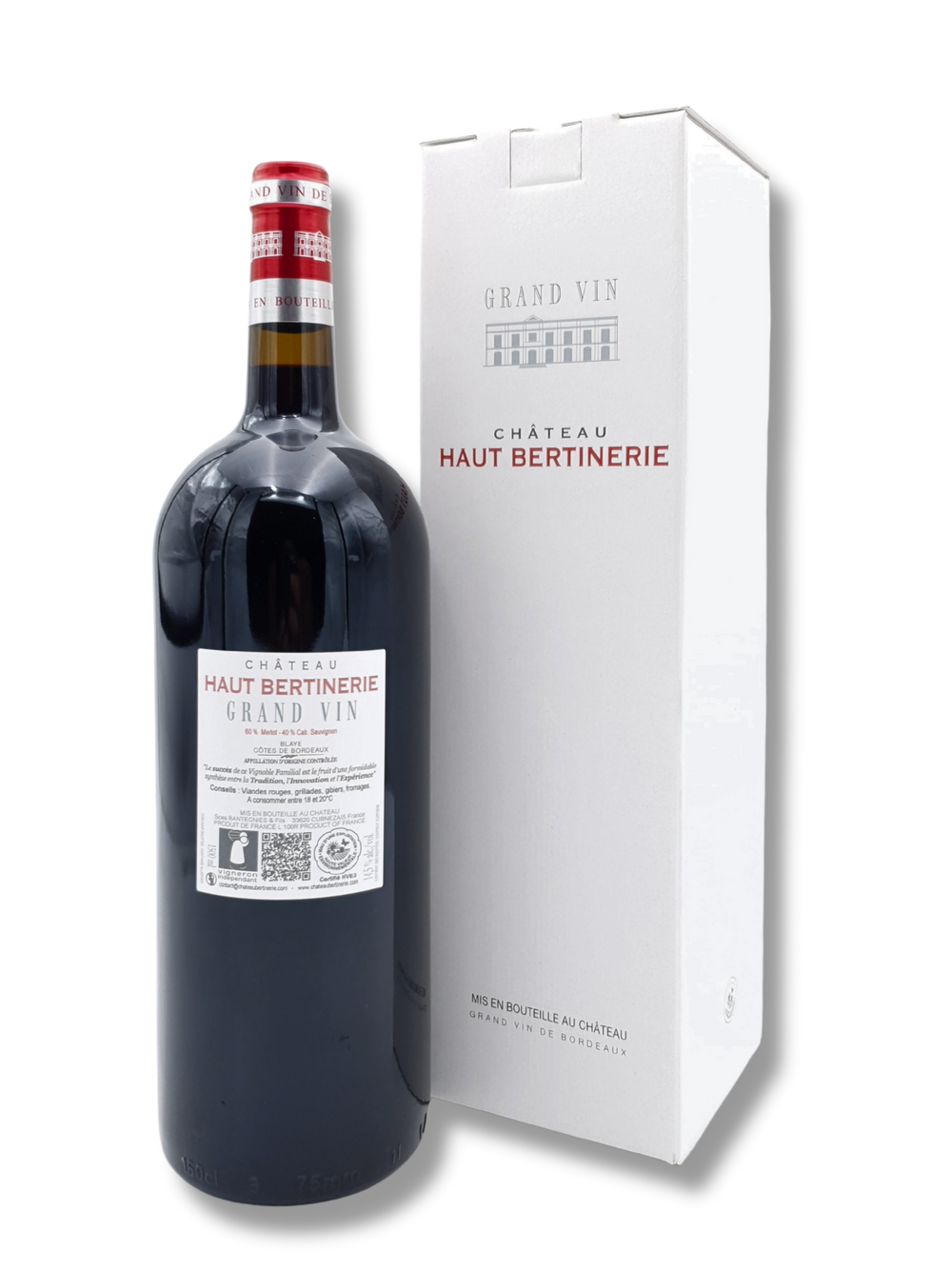 Château Haut Bertinerie Grand Vin 2020 Magnum 150 cl in edler Geschenkverpackung – Bordeaux, perfekt zum Verschenken oder für besondere Anlässe
