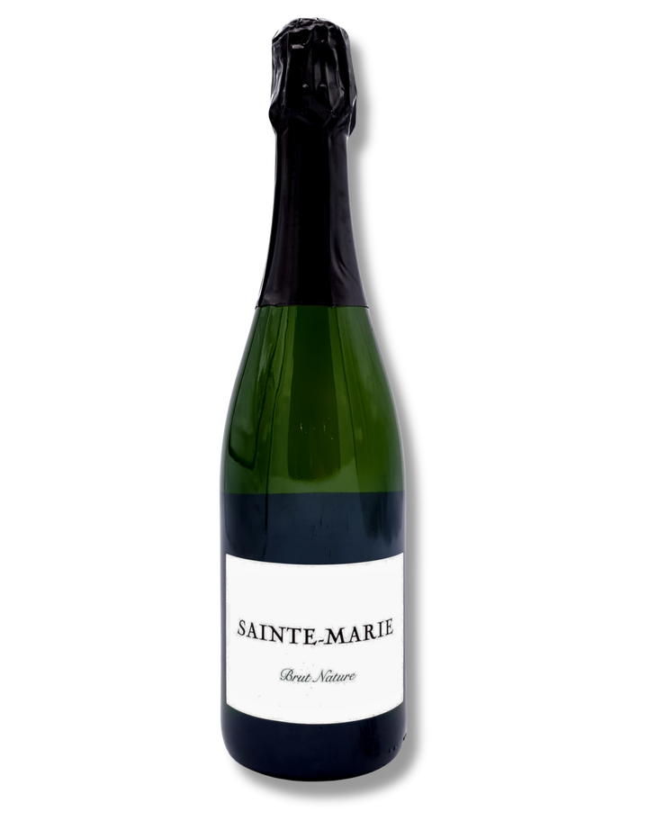 Flasche Crémant de Bordeaux Brut Nature Blanc de Noir Château Sainte-Marie – limitierte Auflage, 36 Monate gereift. Etikett.