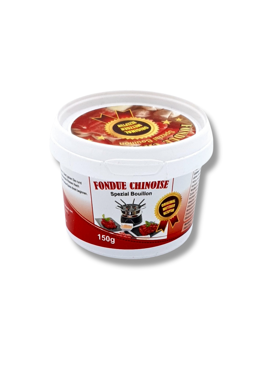 Ottiger Fondue Chinoise Spezial-Bouillon – Glas mit kräftiger, klarer Bouillon nach Metzger-Rezeptur - Etikett