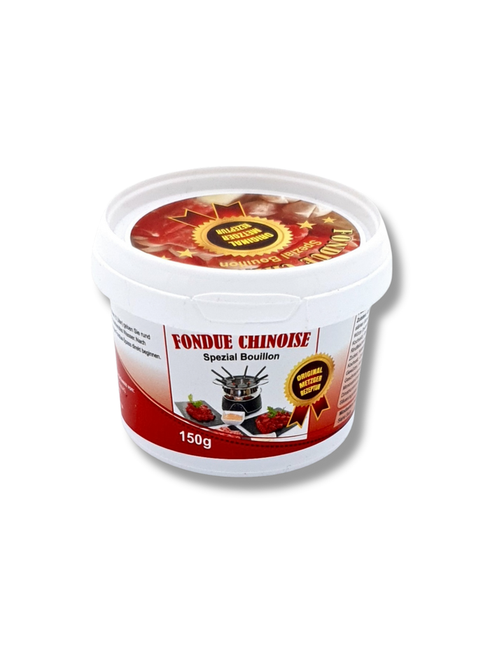 Ottiger Fondue Chinoise Spezial-Bouillon – Glas mit kräftiger, klarer Bouillon nach Metzger-Rezeptur - Etikett