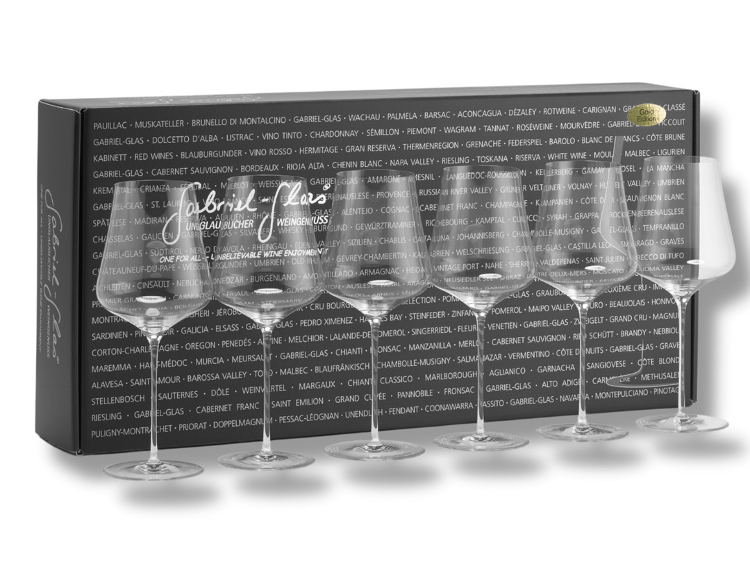 Gabriel-Glas Gold Edition im 6er Designkarton – edles, leichtes Kristallglas für alle Weine 