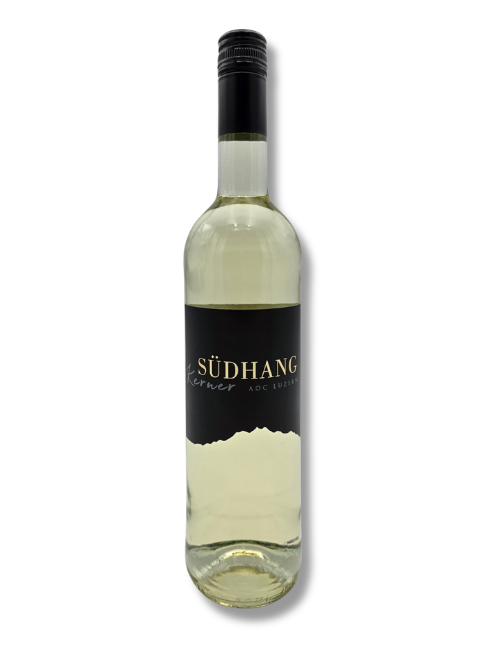 Flasche Kerner Südhang Eschenbach AOC Luzern – fruchtiger Schweizer Weißwein mit frischer Säure, 11.5% Vol., perfekt zu Raclette und jungem Käse.