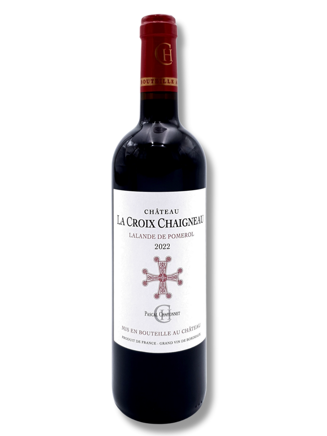 Flasche Château La Croix Chaigneau 2022 – Lalande-de-Pomerol, eleganter Rotwein von Pascal Chatonnet mit feinen Fruchtaromen und samtiger Struktur