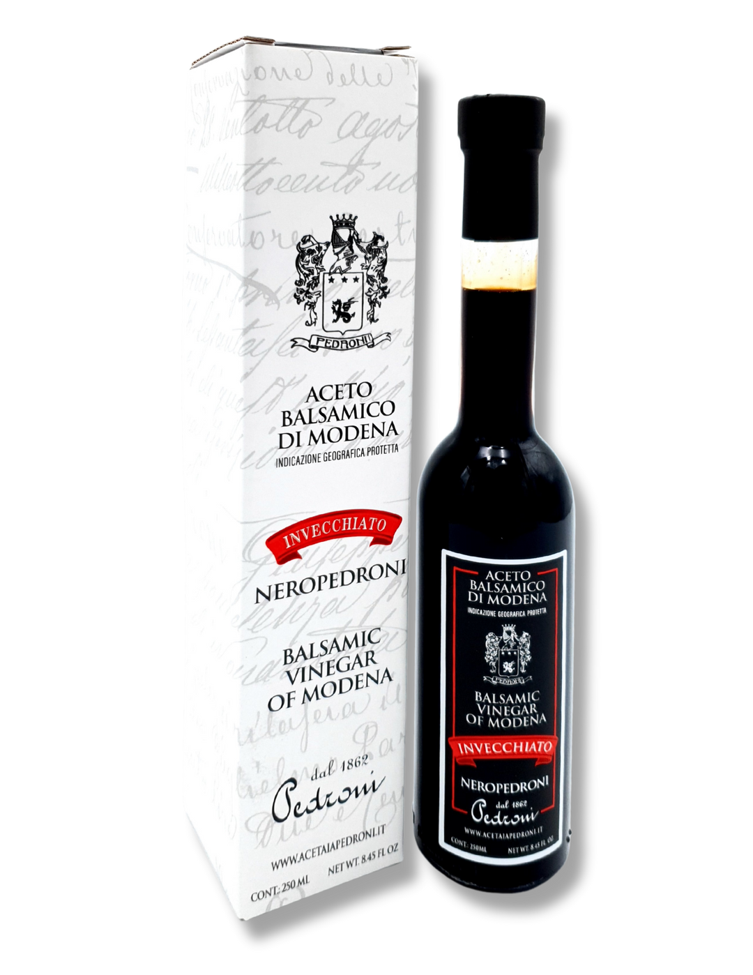 Flasche NERO Aceto Balsamico di Modena I.G.P. – hochwertiger Balsamessig aus Italien in edlem Design mit schwarzem Label - Etikett