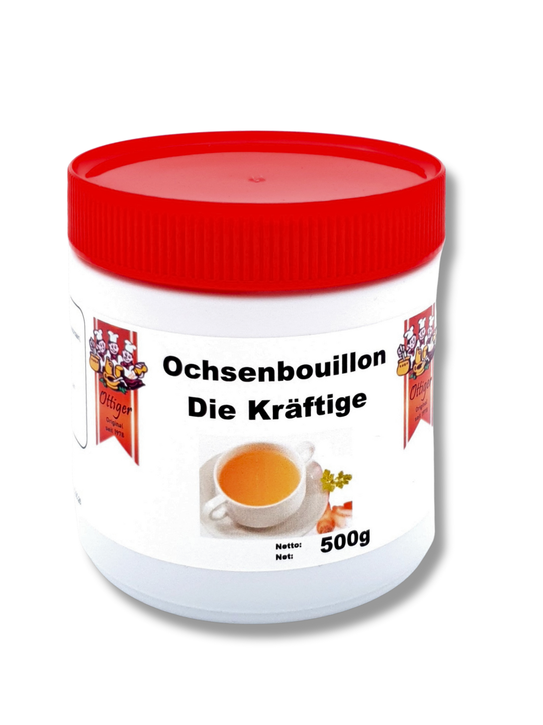 Ottiger Ochsenbouillon – kräftige Bouillon mit Rindfleischextrakt in der praktischen Dose - Etikett
