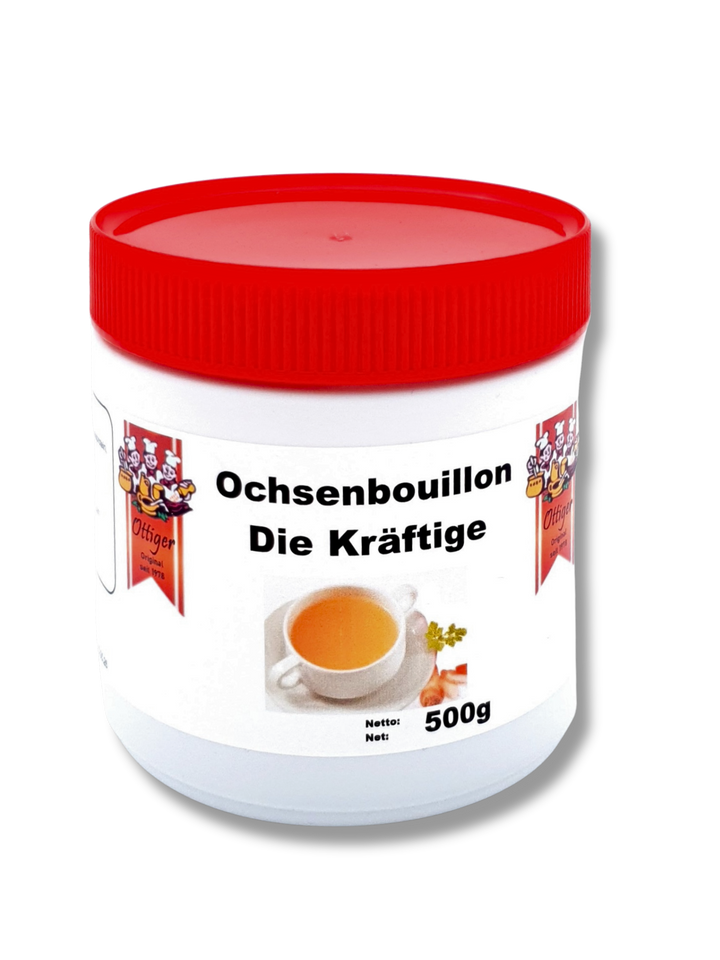 Ottiger Ochsenbouillon – kräftige Bouillon mit Rindfleischextrakt in der praktischen Dose - Etikett
