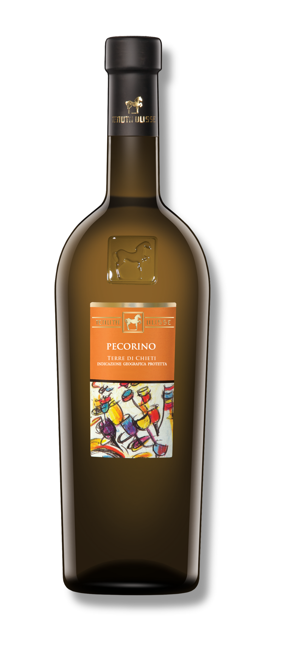 Flasche Tenuta Ulisse Pecorino Terre di Chieti IGP fruchtiger Weißwein aus den Abruzzen. Etikett.