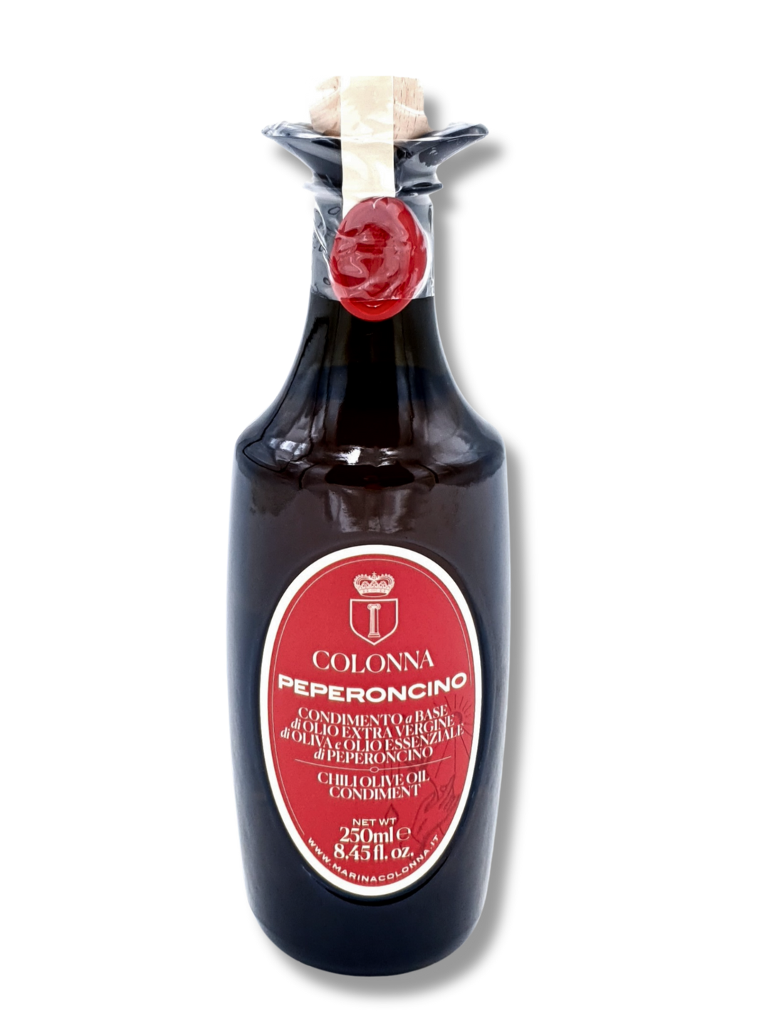 Peperoncino Olivenöl Extra Vergine von Marina Colonna – hochwertiges Chili-Würzöl aus Italien - Etikett