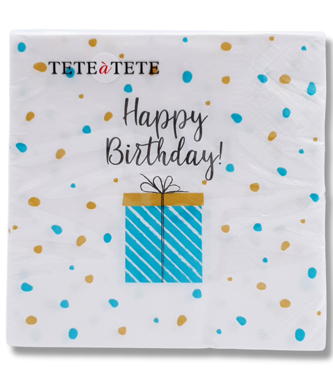 Geburtstagsserviette mit Geschenk-Motiv und Happy Birthday Schriftzug