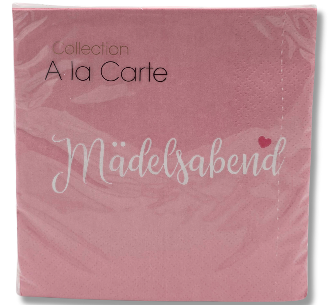 Servietten Mädelsabend in Rosa mit Herz-Motiv, 3-lagig, 33 x 33 cm, Packung mit 20 Stück, FSC-zertifiziert