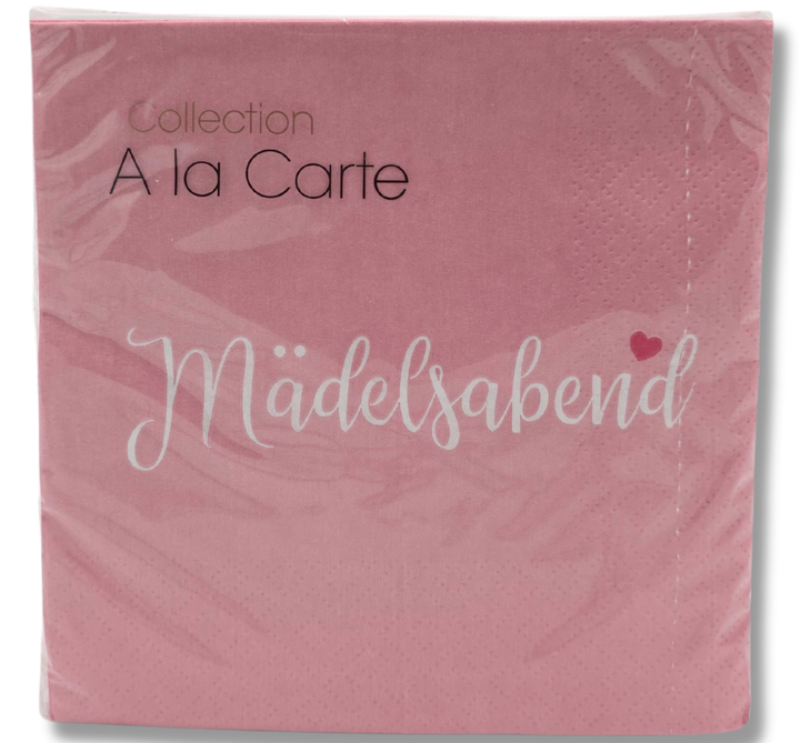 Servietten Mädelsabend in Rosa mit Herz-Motiv, 3-lagig, 33 x 33 cm, Packung mit 20 Stück, FSC-zertifiziert
