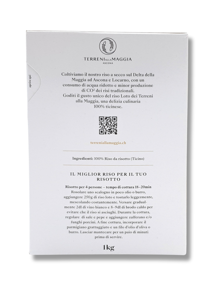 Tessiner Risotto Terreni alla Maggia – regionales Risotto aus dem Maggia-Delta mit Carnaroli-Reis - Rueckseite
