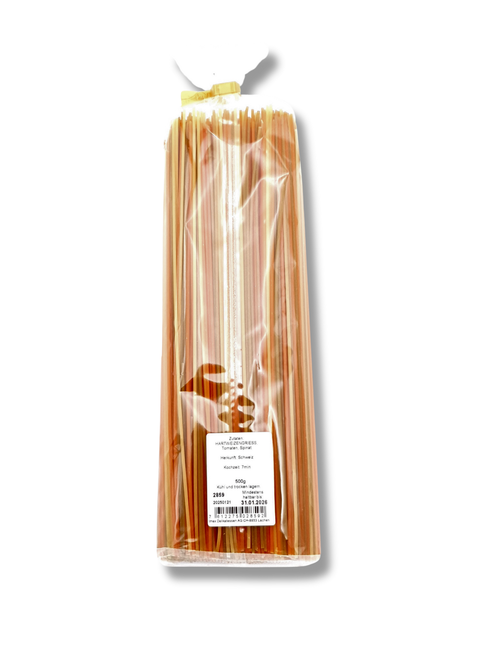 Tessiner Spaghetti Tricolore von Imex – Dreifarbige Pasta aus der Schweiz - Zutatenliste.